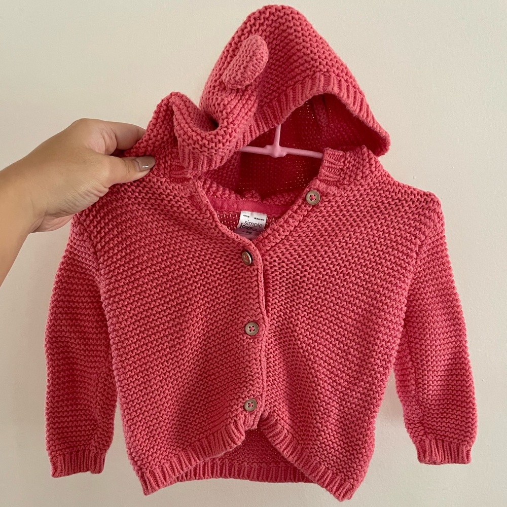 Simple Joys by Carter’s Knit Cardigan Sweater with Hood 3-6M in Red
